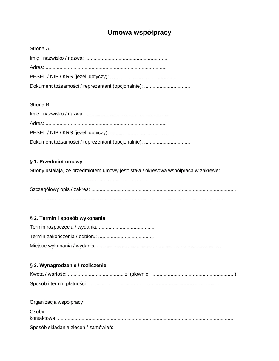 Umowa współpracy